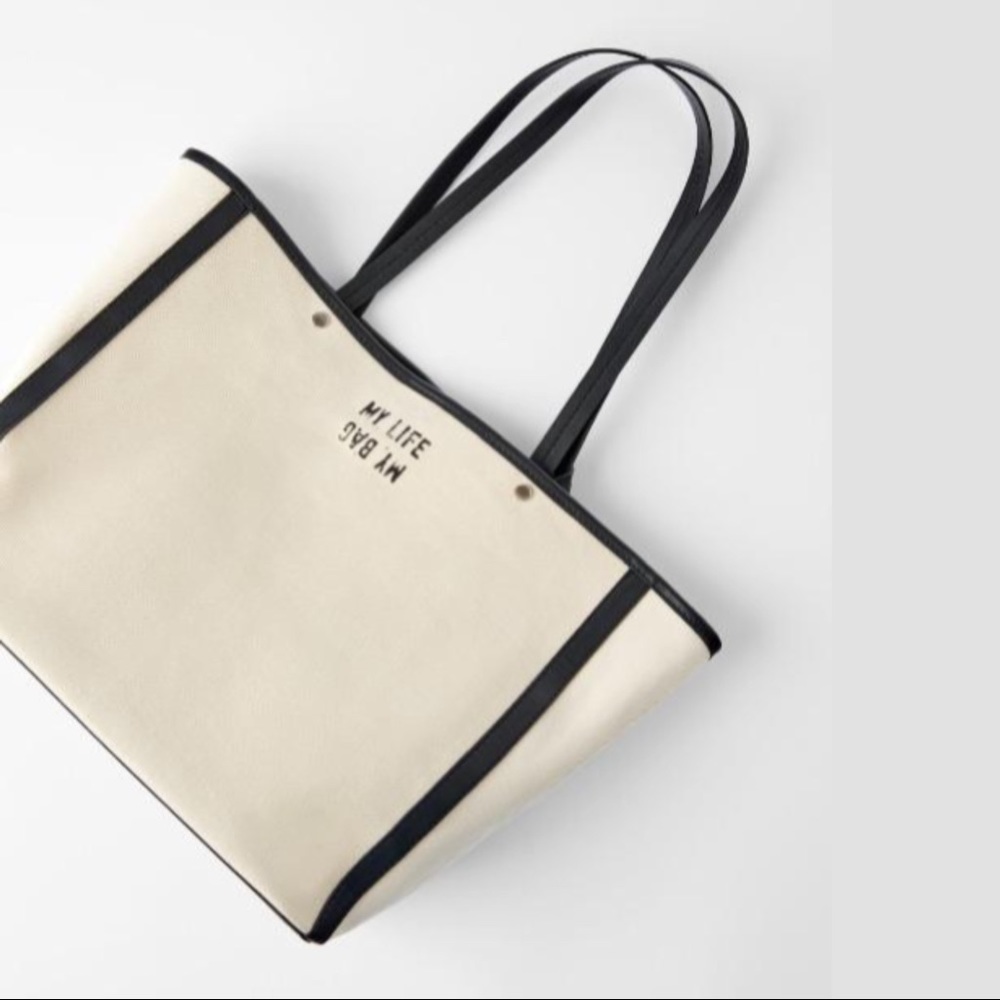 NWT Zara My Bag My Life Canvas Tote Shopper